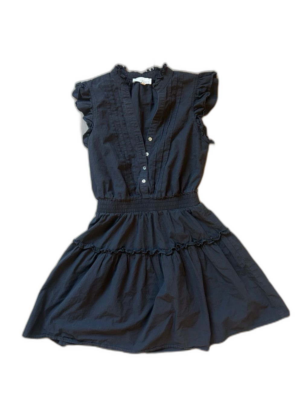 Pinch Black Ruffle Mini Dress 100% Cotton Feminine Boho